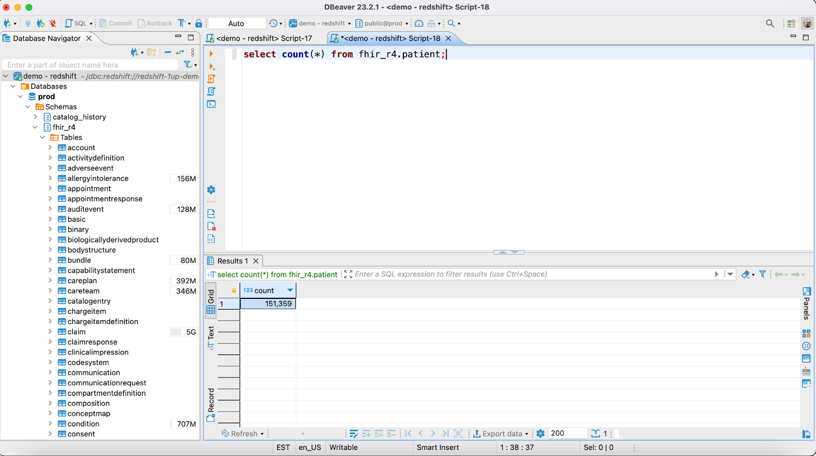 Screenshot of the DBeaver Open SQL Script option