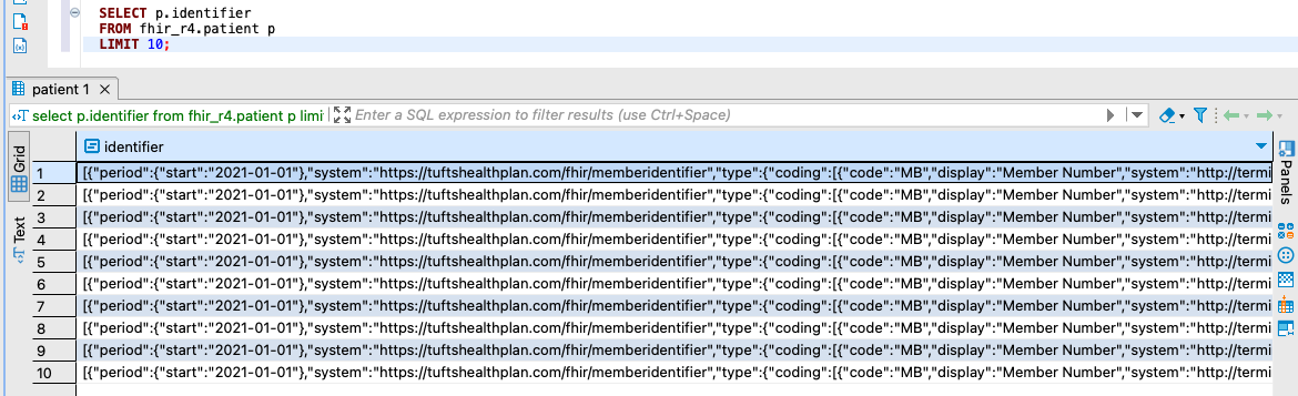 Screenshot of the SUPER data type example